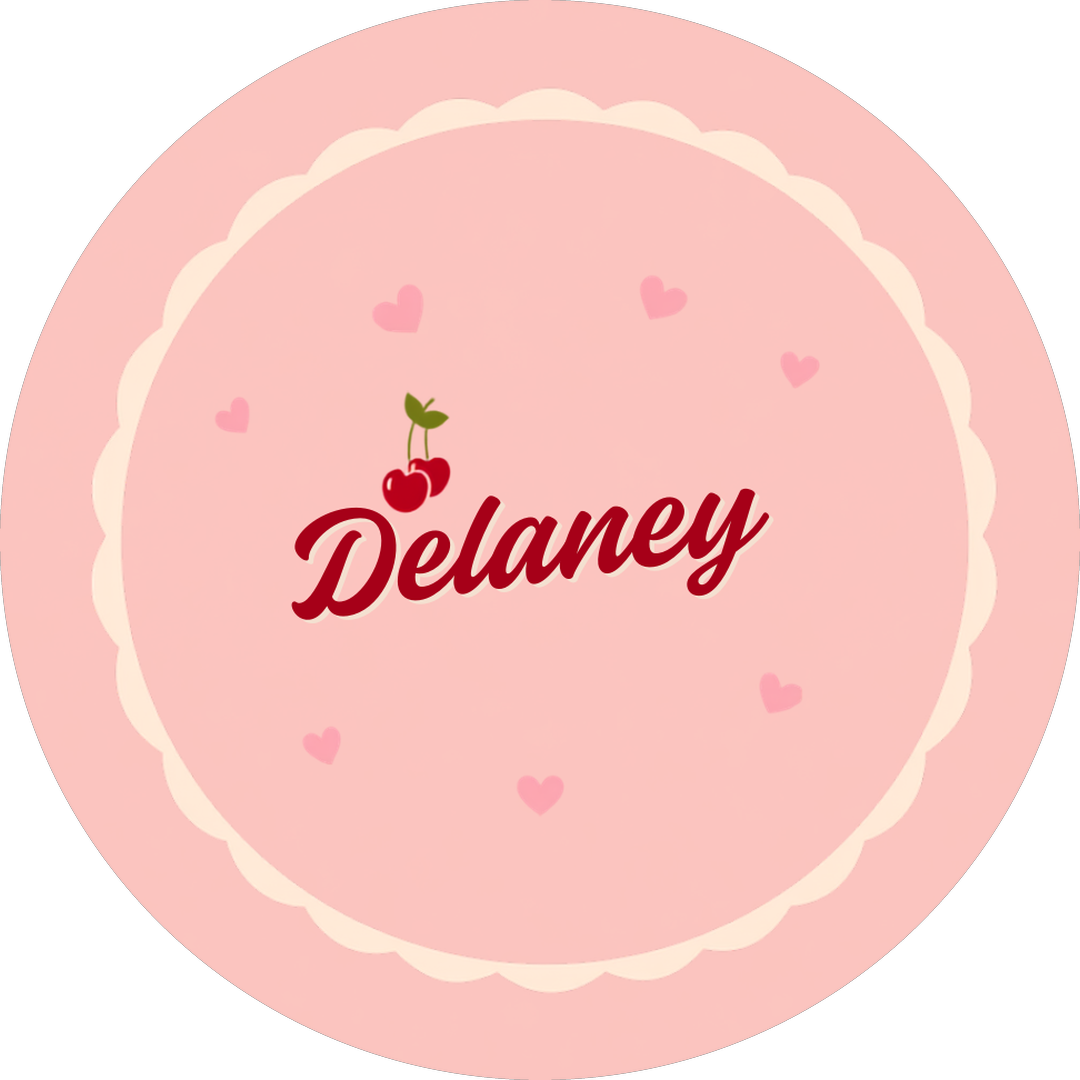 Delaney Everly badge — cherry badge emblem